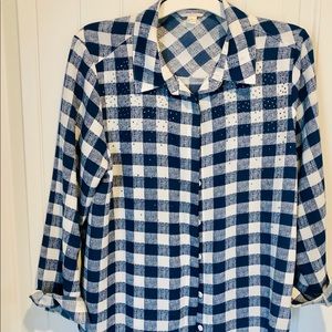 Erin London sparkly gingham shirt